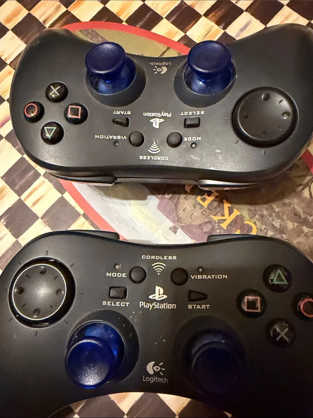 Logitech Wireless PlayStation Controller Pair - Black with Blue Thumbsticks